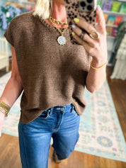 Beyond the Rainbow Crew Neck Top - Brown