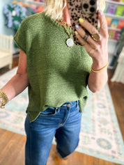 Beyond the Rainbow Crew Neck Top - Lt. Olive