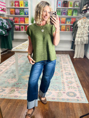 Beyond the Rainbow Crew Neck Top - Lt. Olive