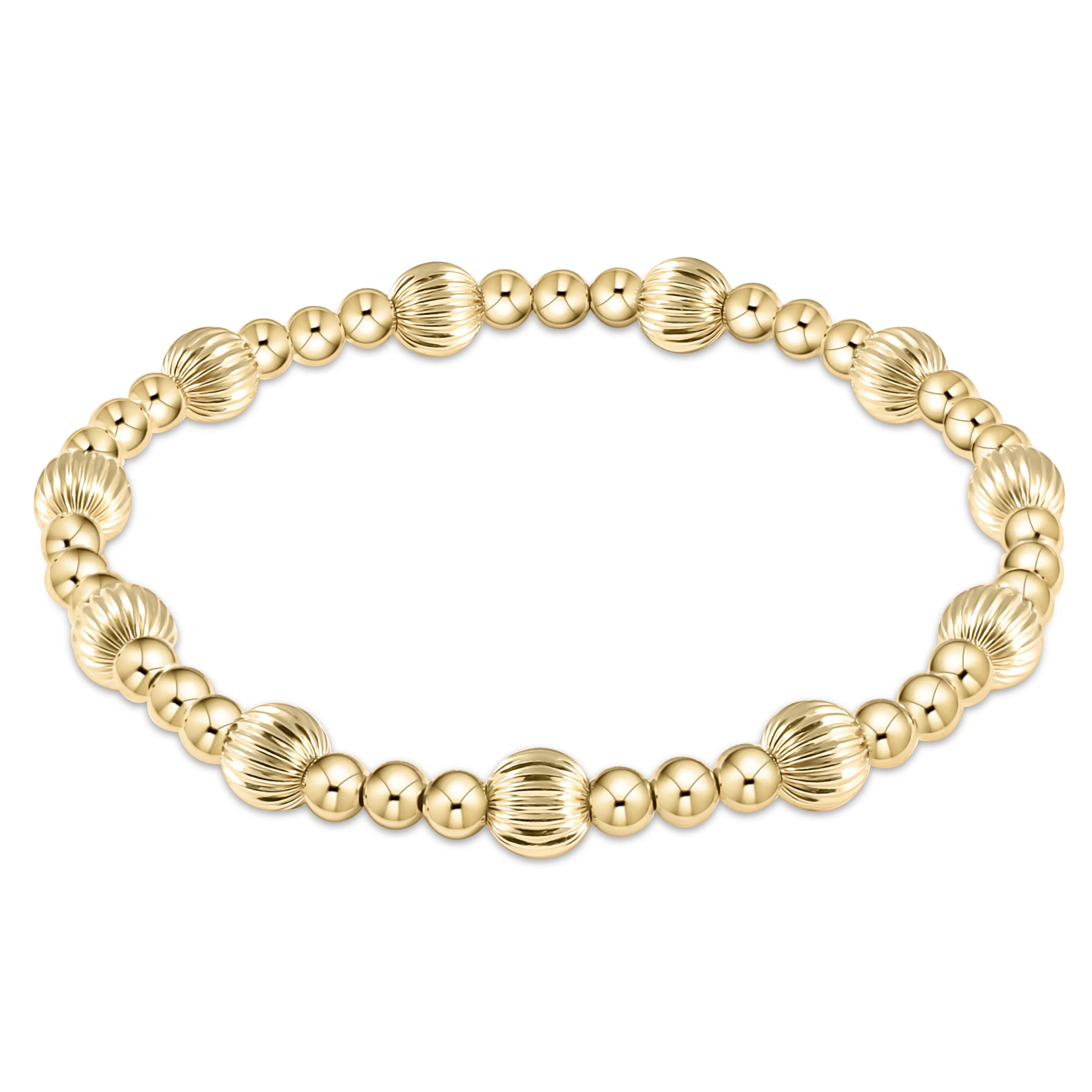 enewton gold 6mm beaded bracelet with ridged shell-style links
