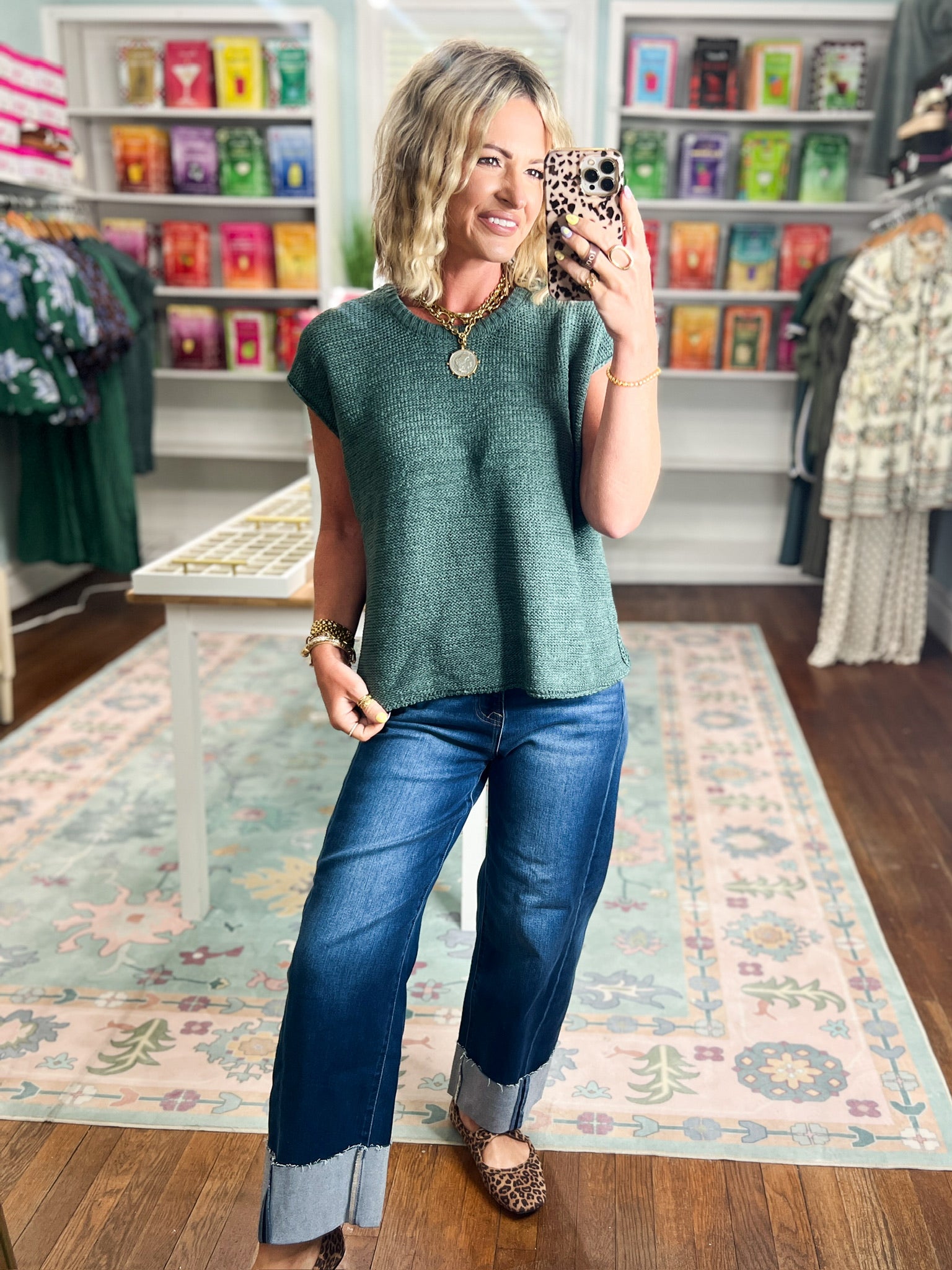 Beyond the Rainbow Crew Neck Top - Ash Jade