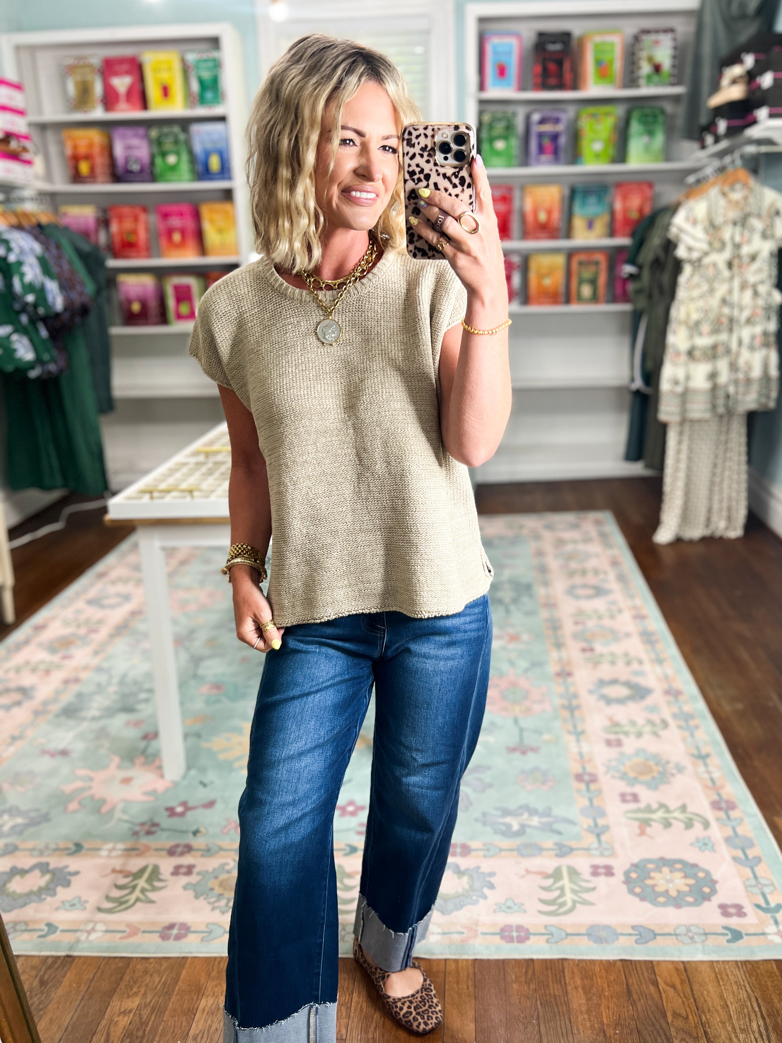 Beyond the Rainbow Crew Neck Top - Heather Mocha