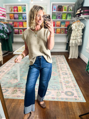 Beyond the Rainbow Crew Neck Top - Heather Mocha