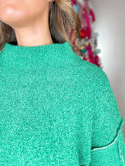 Crisp Breeze Mock Neck Sweater - Kelly Green