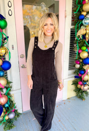 Ultra Soft Corduroy Jumpsuit - Black