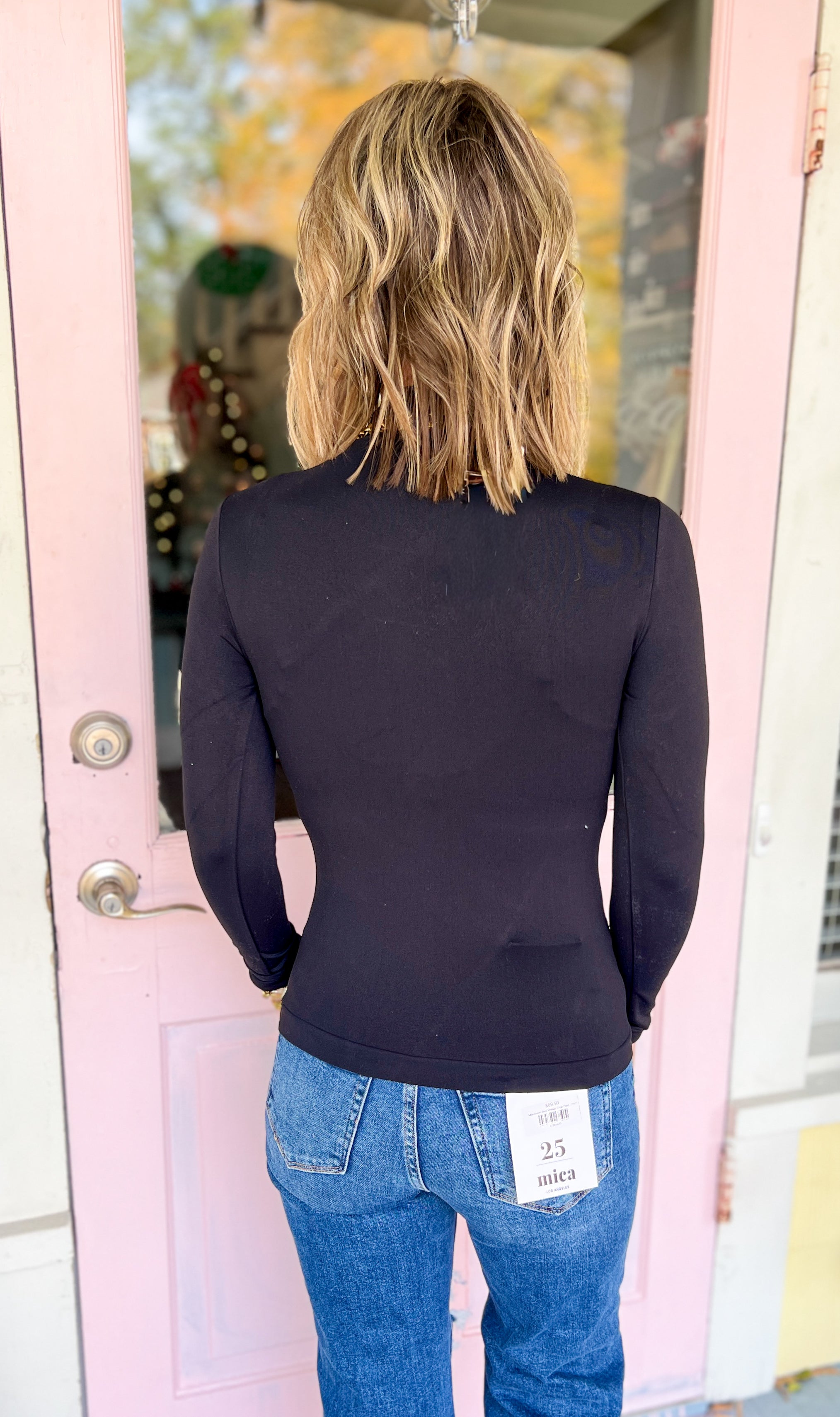 Bare Essential Seamless Mock Neck Long Sleeve Top - Mocha