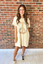 Peaceful and Pretty Jersey Tunic Dress - Ecru