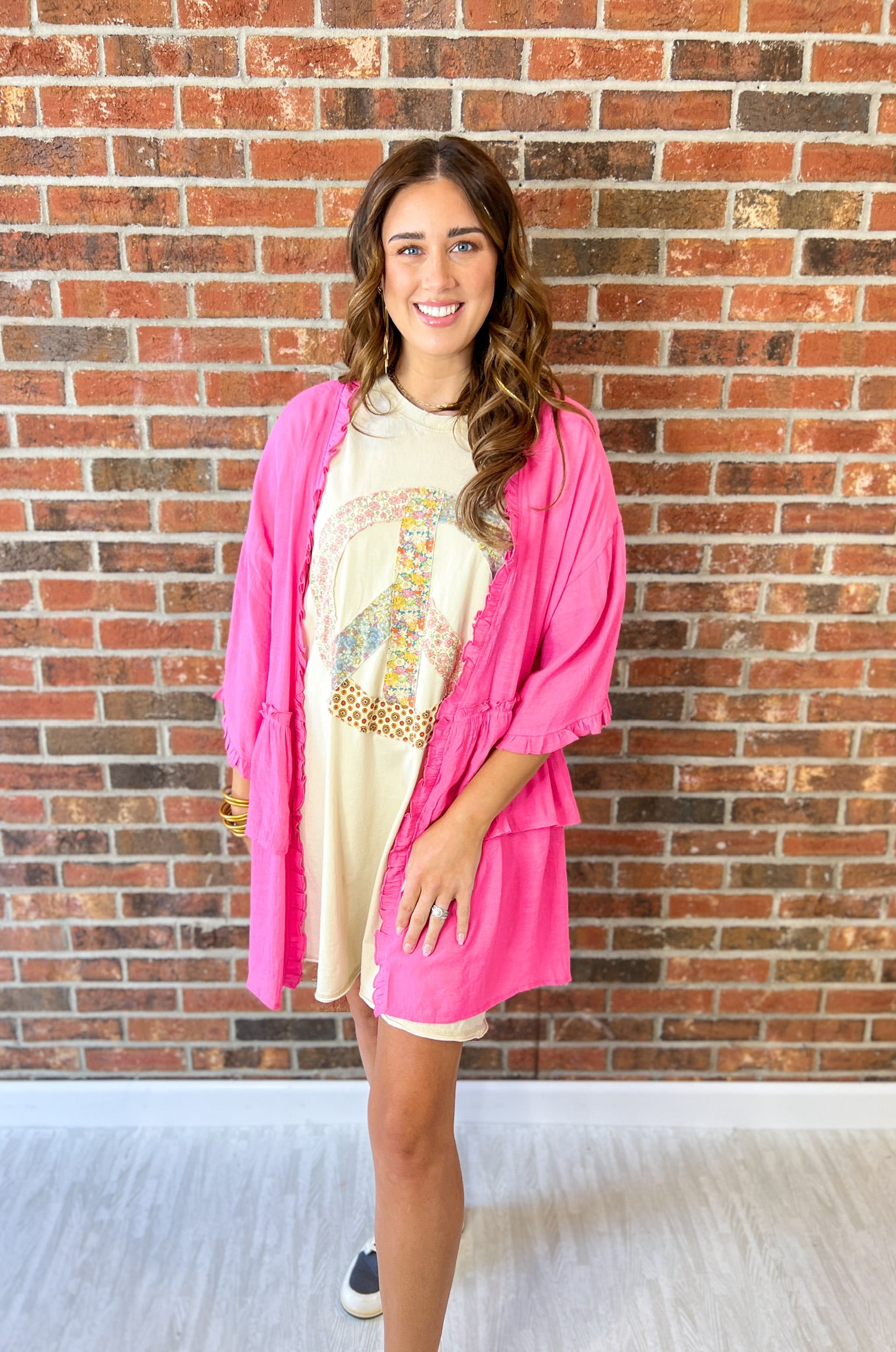 Peaceful and Pretty Jersey Tunic Dress - Ecru