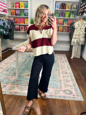 On The Rise Stripe Sleeveless Sweater - Cabernet