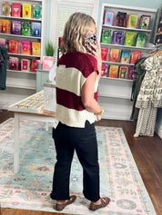 On The Rise Stripe Sleeveless Sweater - Cabernet