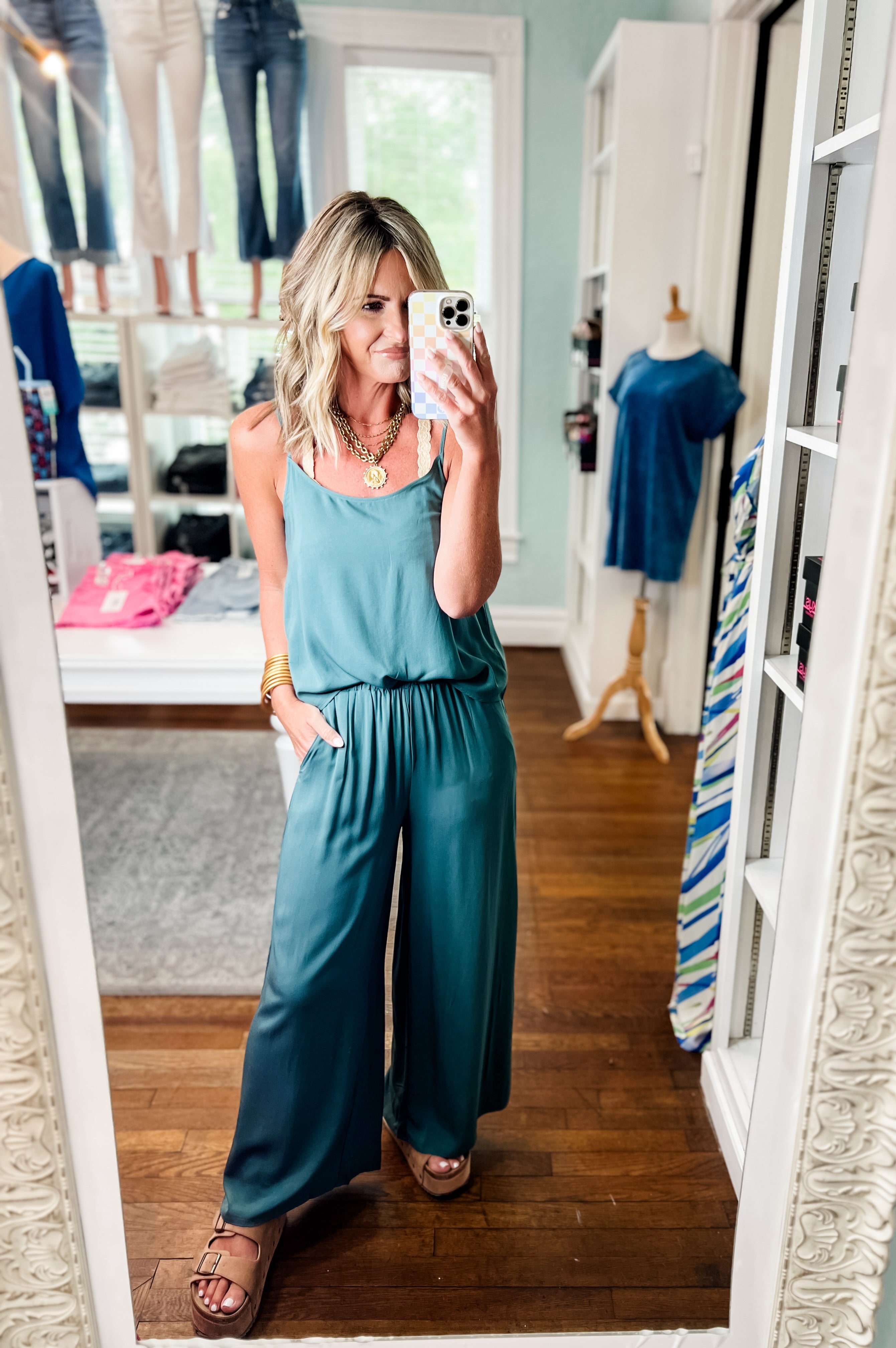Humor Me Cami and Pants Set - Ash Jade