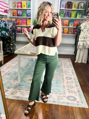 So Delightful Frayed Hem Straight Pants- Dk Olive
