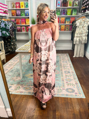 Blushing Baroque Strapless Maxi Dress - Pink