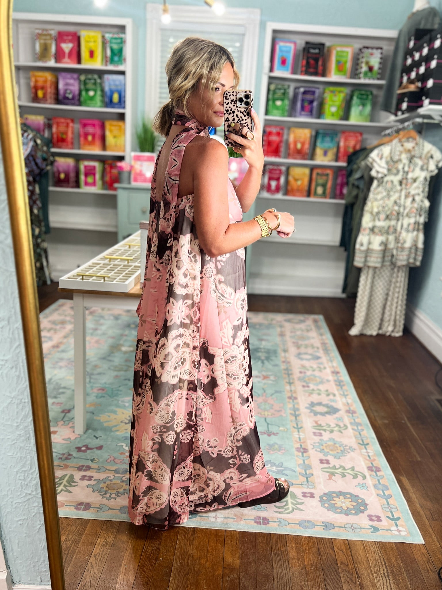 Blushing Baroque Strapless Maxi Dress - Pink