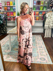 Blushing Baroque Strapless Maxi Dress - Pink