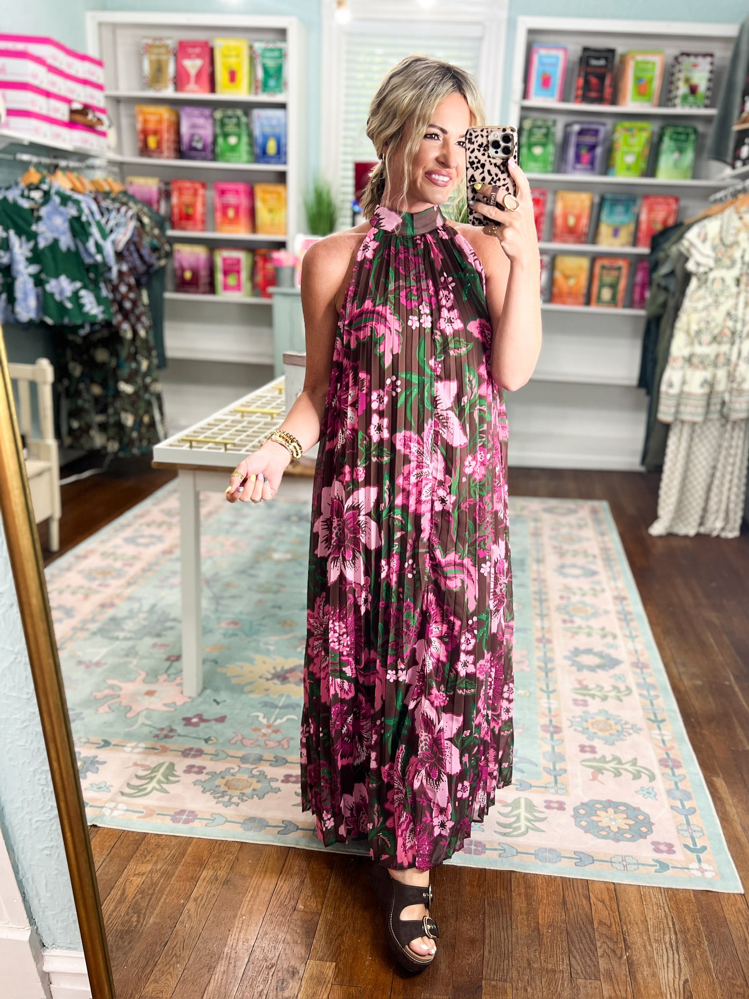 Rustic Romance Pleated Halter Maxi