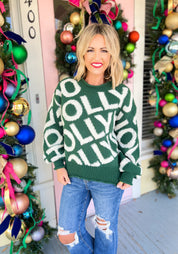 Holly Jolly Crew Neck Knit Sweater