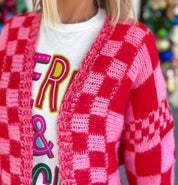 Bistro Cozy Checkered Cardigan