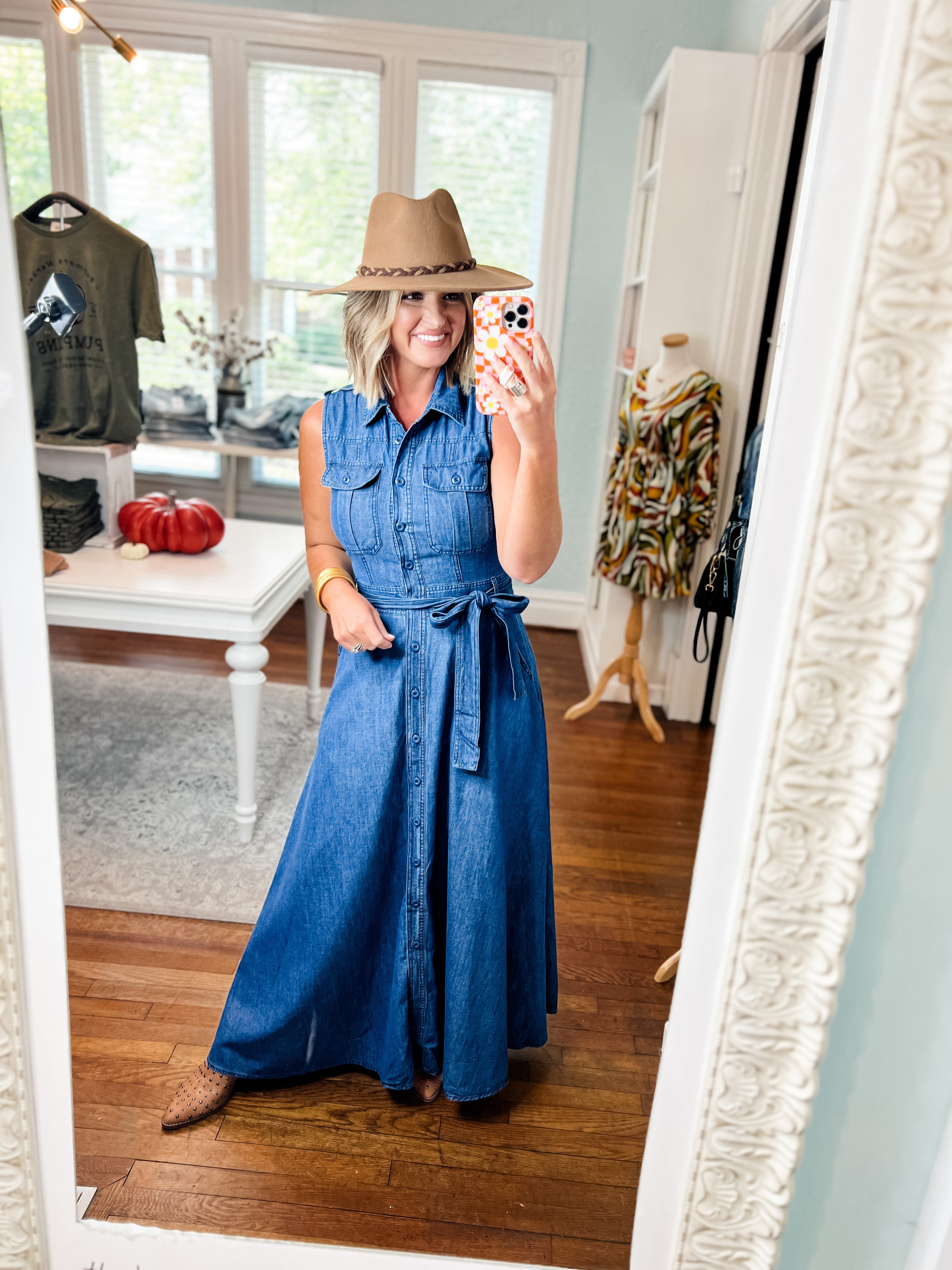 Tea For Two Denim Maxi Dress