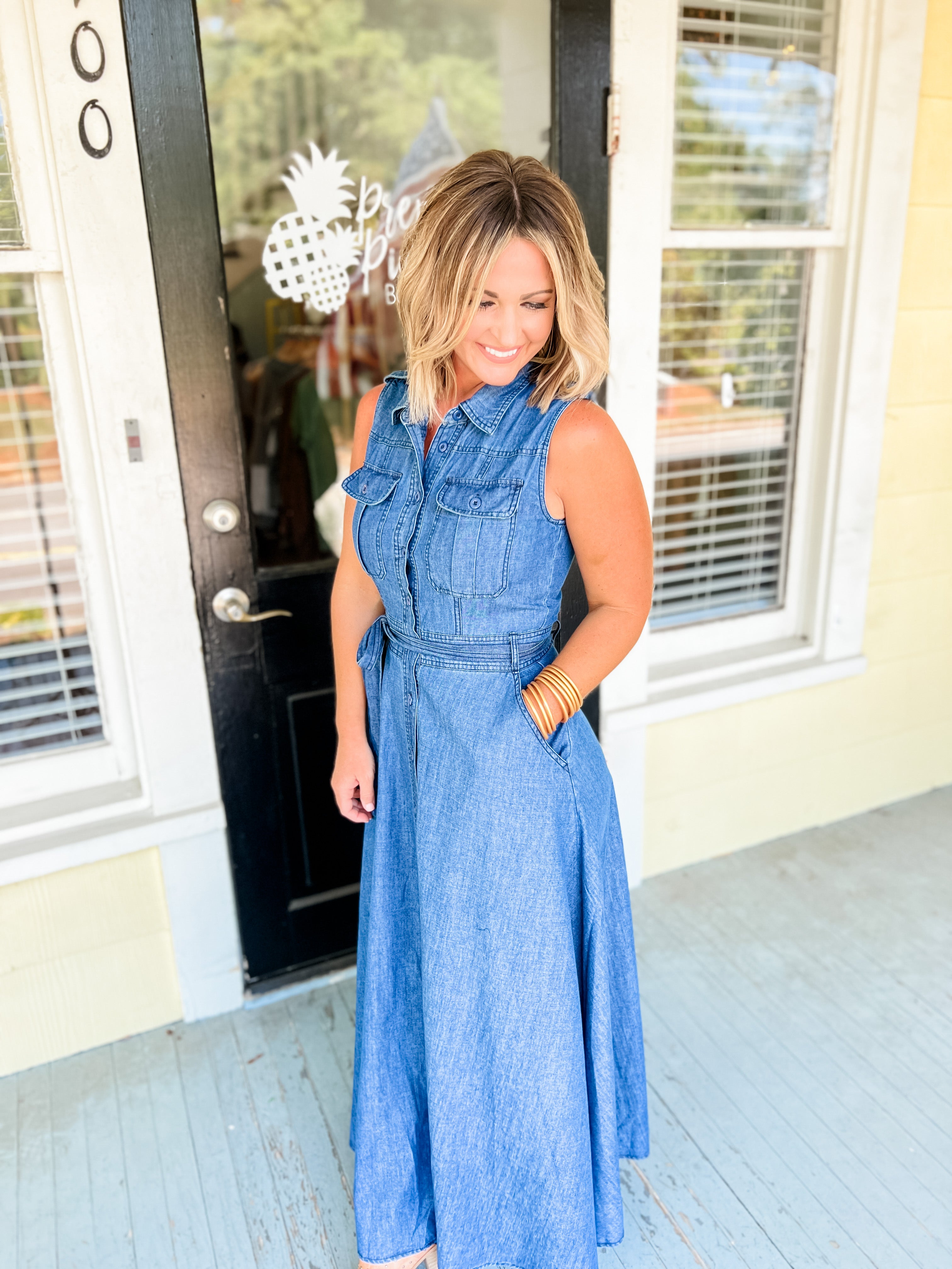 Tea For Two Denim Maxi Dress