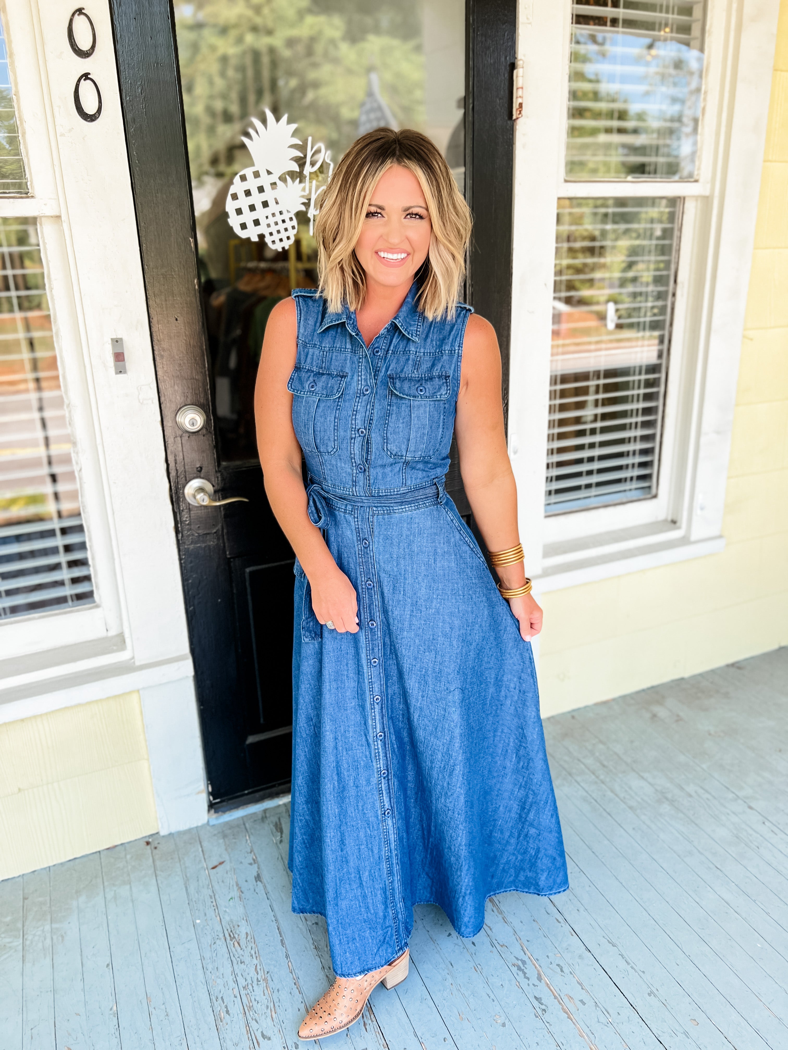 Tea For Two Denim Maxi Dress