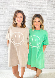 A Reason To Smile T-Shirt Dress - Mushroom