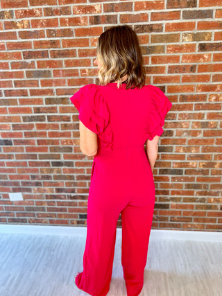 All Dolled Up Jumpsuit - Hot Pink