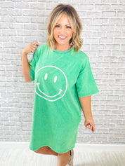 A Reason To Smile T-Shirt Dress - Apple Green