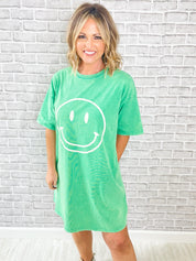 A Reason To Smile T-Shirt Dress - Apple Green