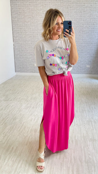 Forever Remembering Maxi Skirt - Hot Pink