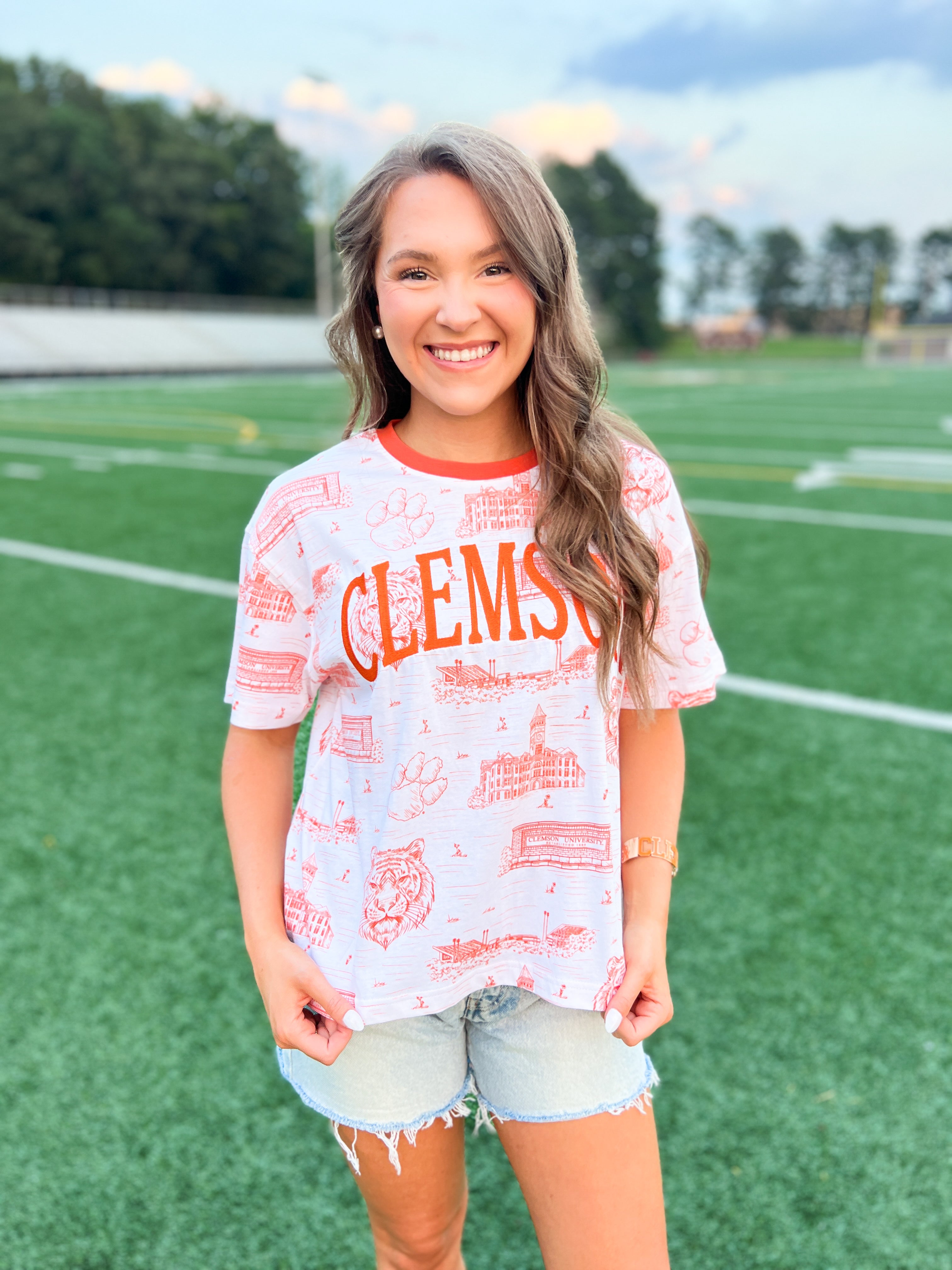 Clemson Toile Embroidered Tee