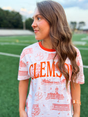 Clemson Toile Embroidered Tee