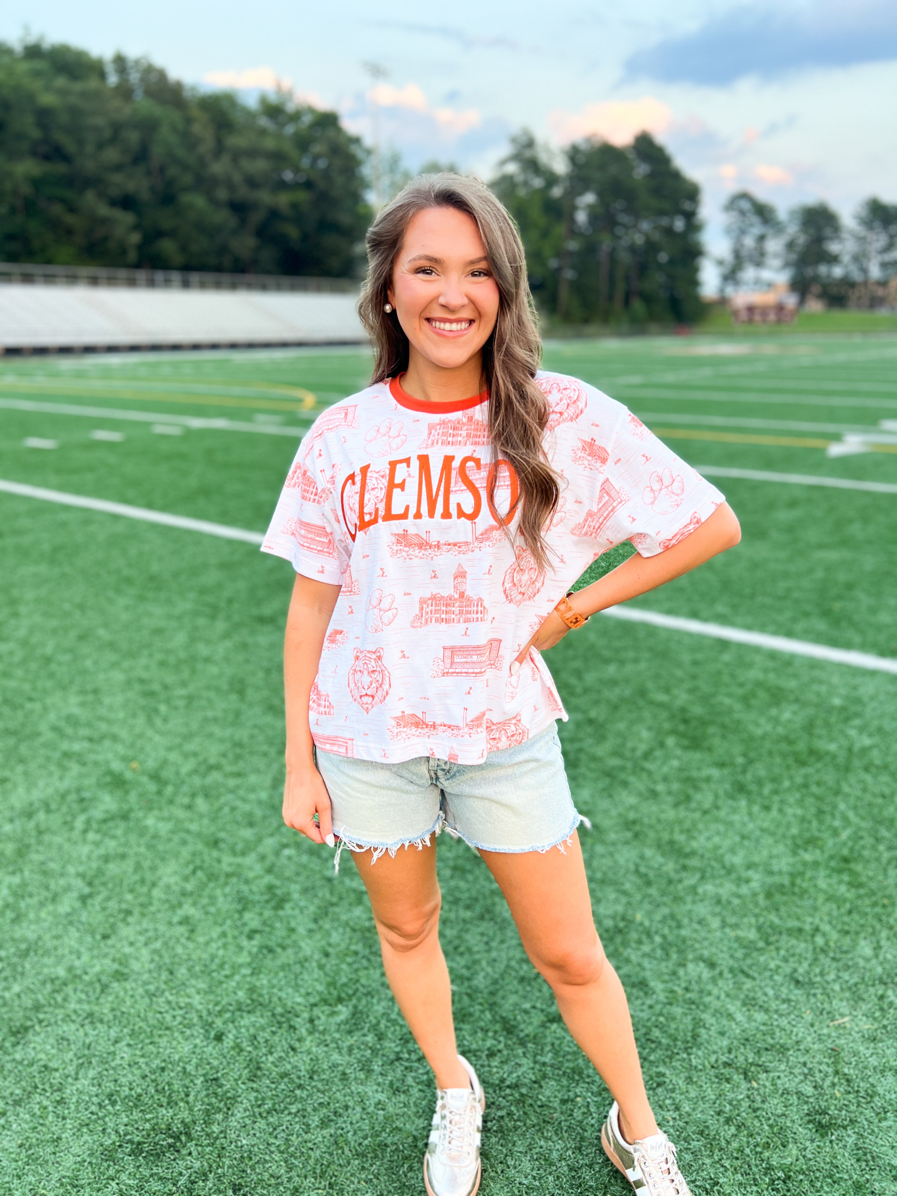 Clemson Toile Embroidered Tee