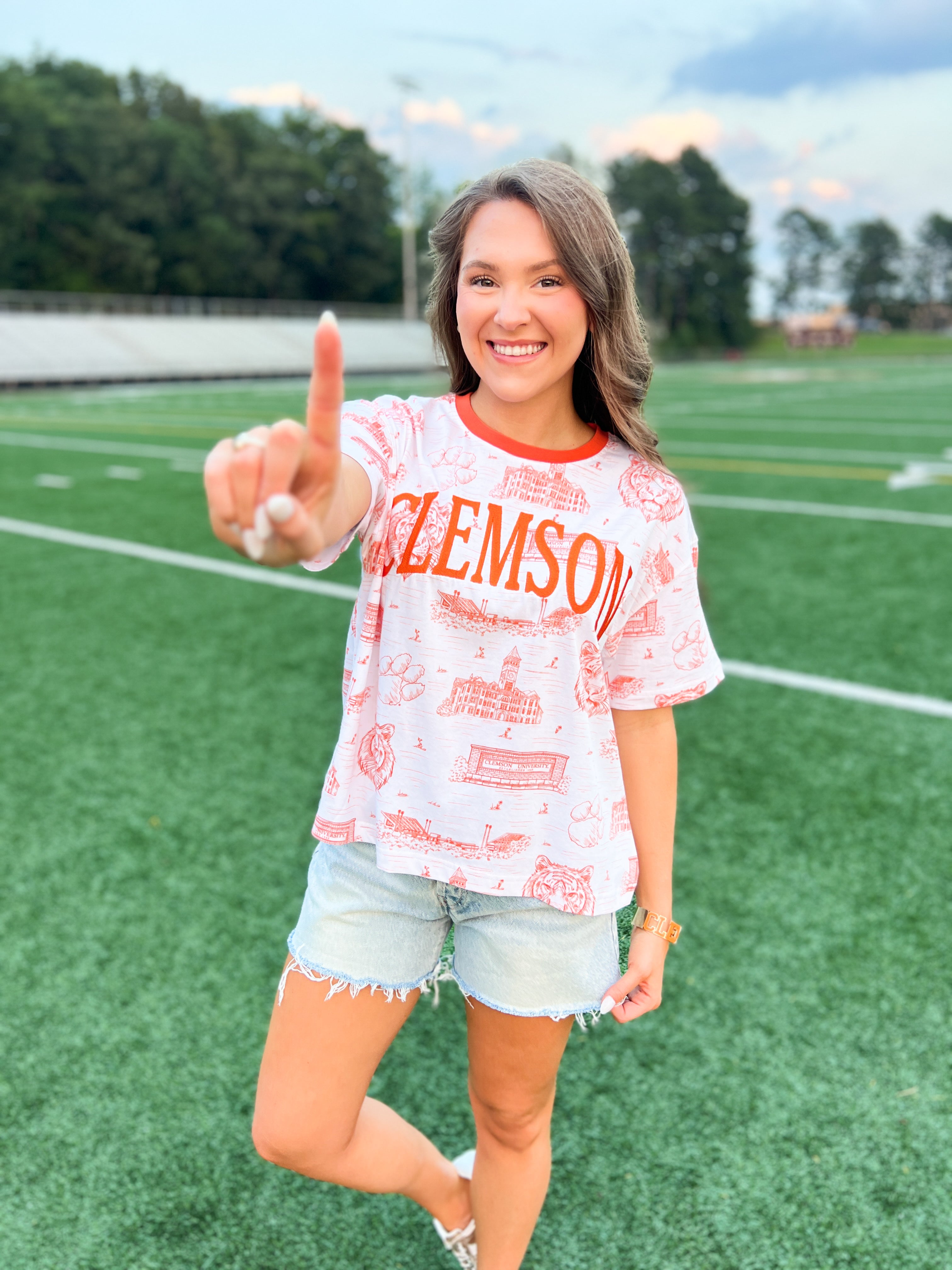 Clemson Toile Embroidered Tee