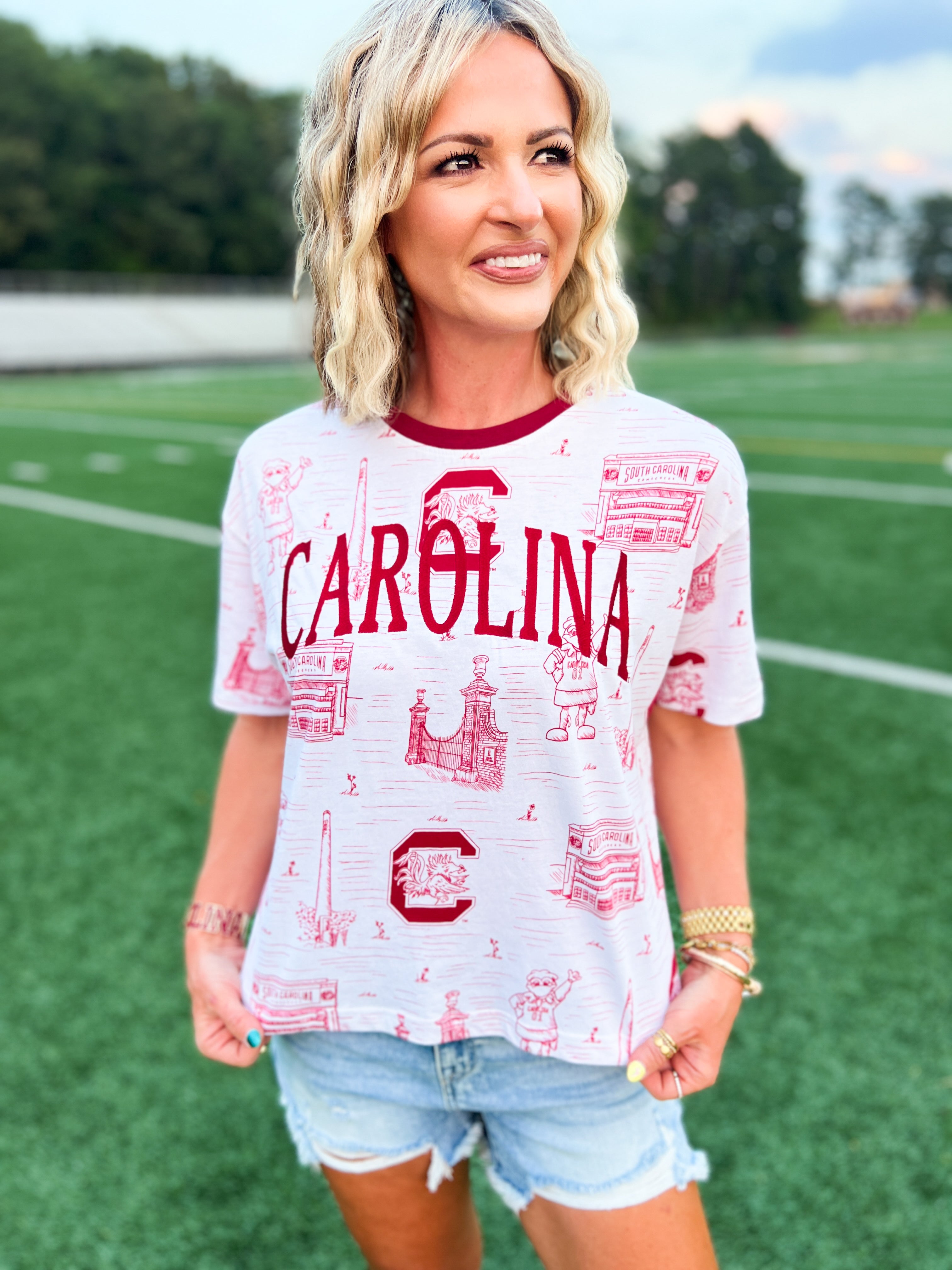 South Carolina Toile Embroidered Tee