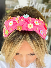 Flower Headband - Fuchsia/Gold