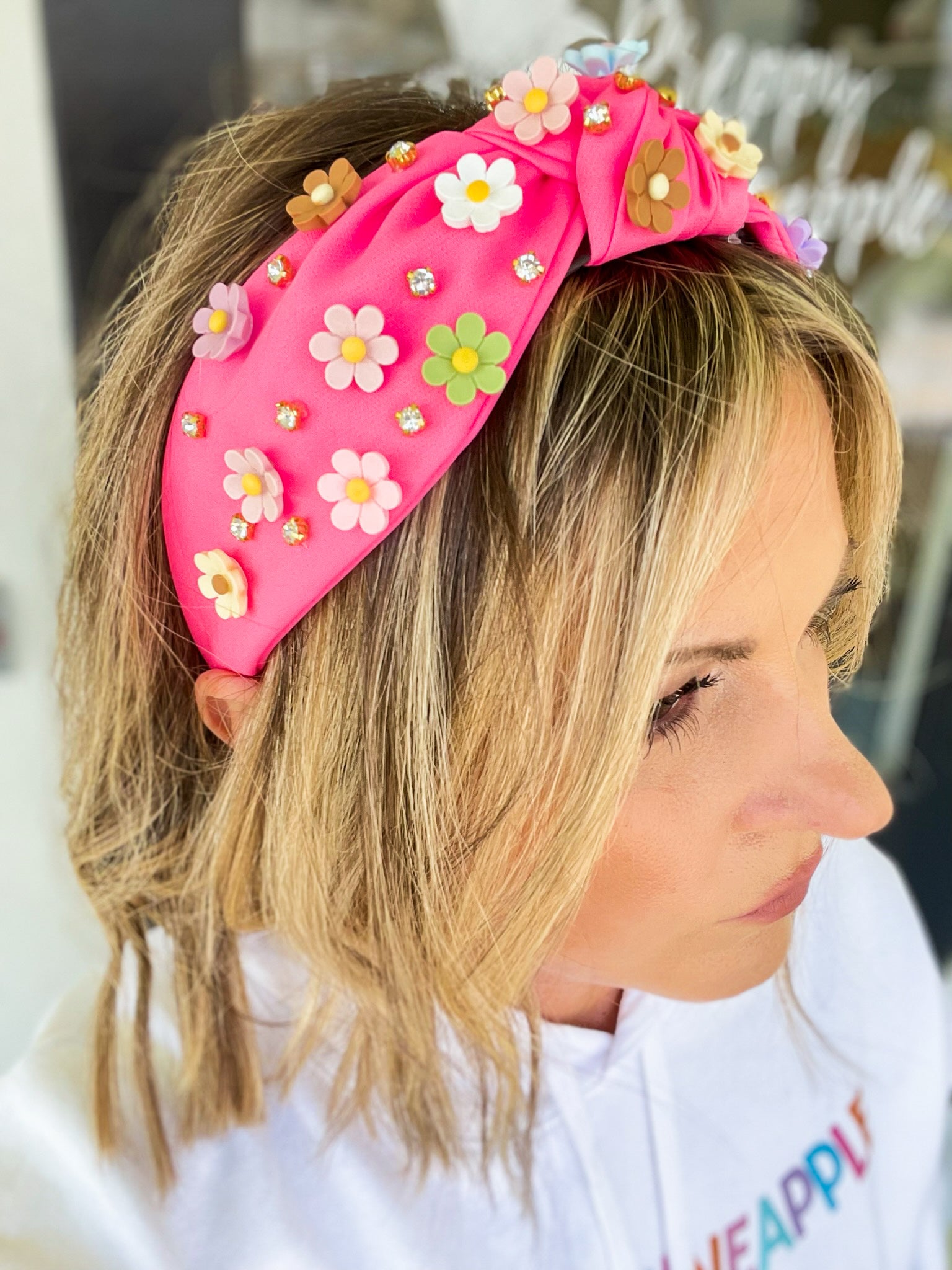 Flower Headband - Fuchsia/Gold