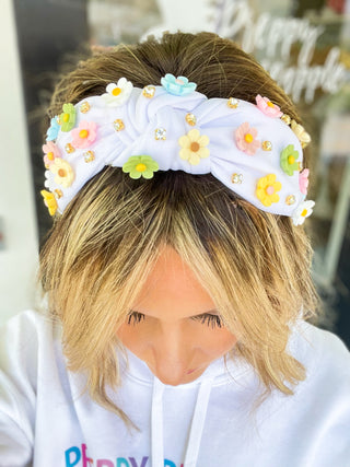 Flower Headband - White/Gold