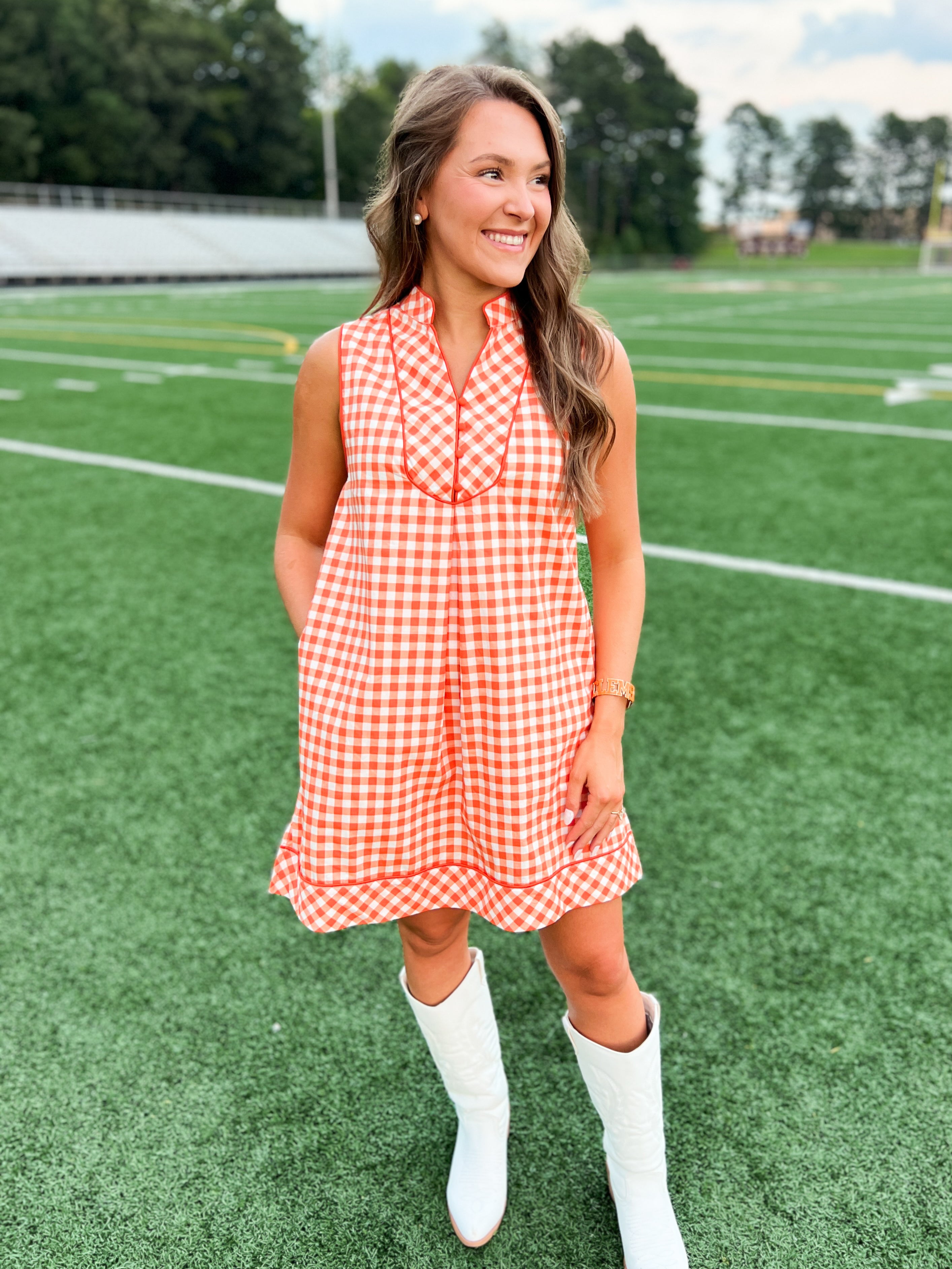 Sweet Clementine Gingham Dress - Orange