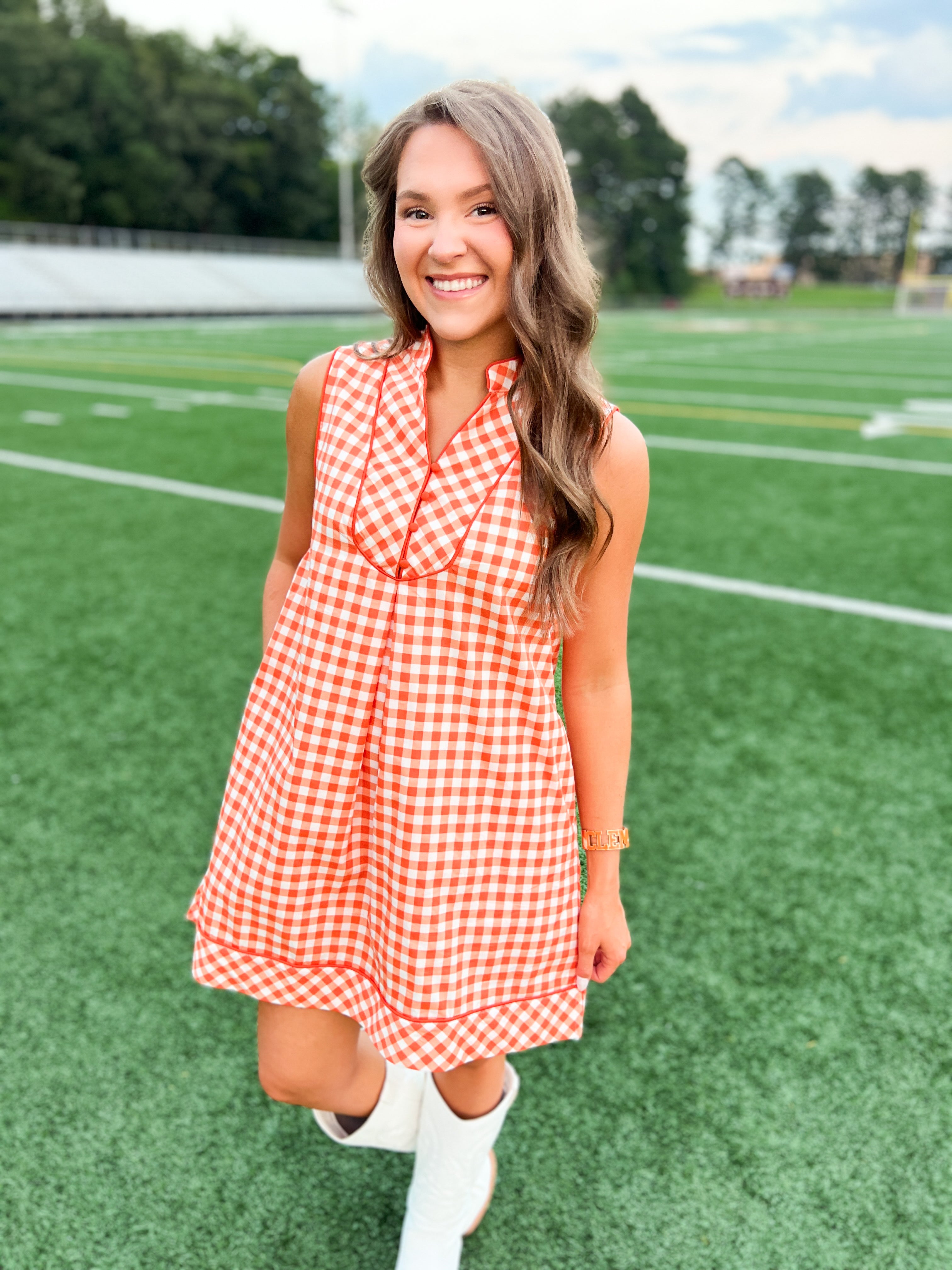 Sweet Clementine Gingham Dress - Orange