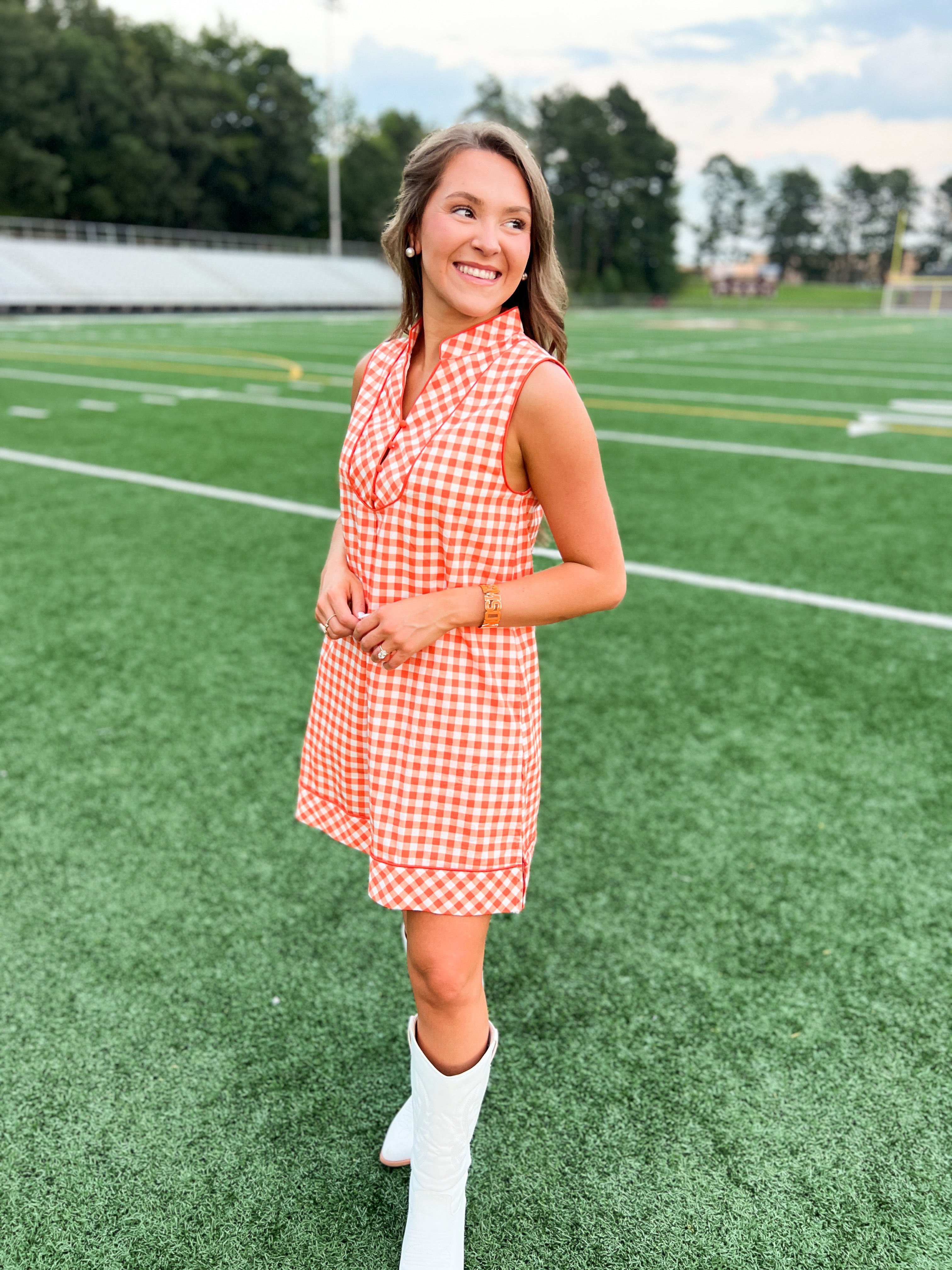 Sweet Clementine Gingham Dress - Orange