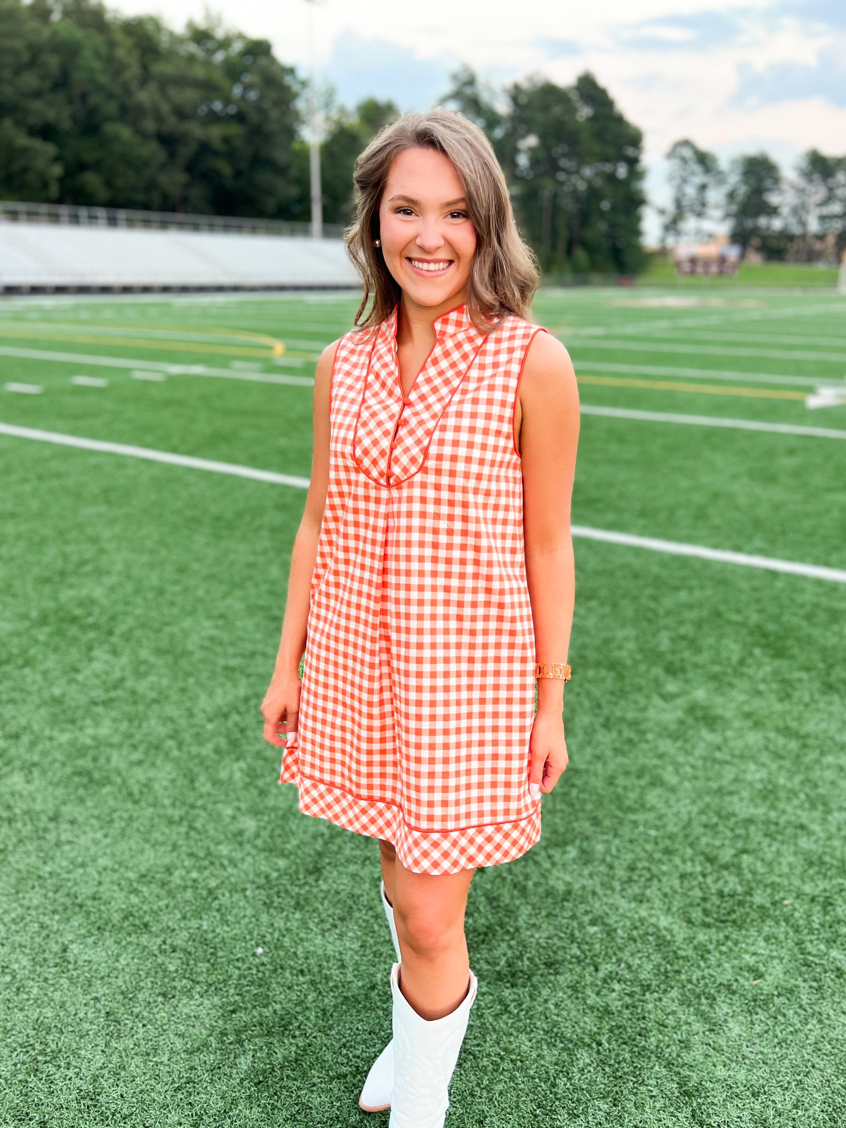 Sweet Clementine Gingham Dress - Orange