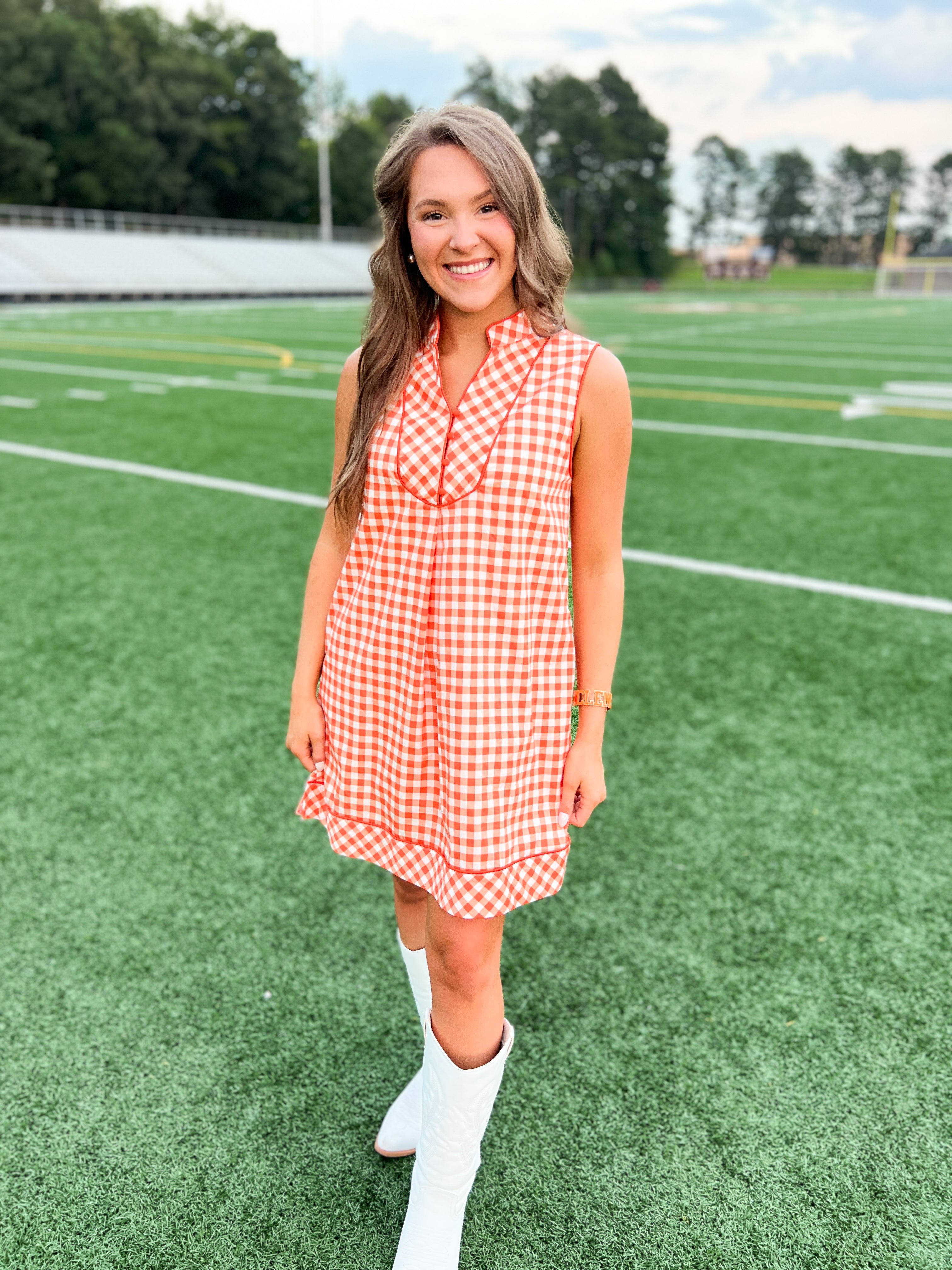 Sweet Clementine Gingham Dress - Orange