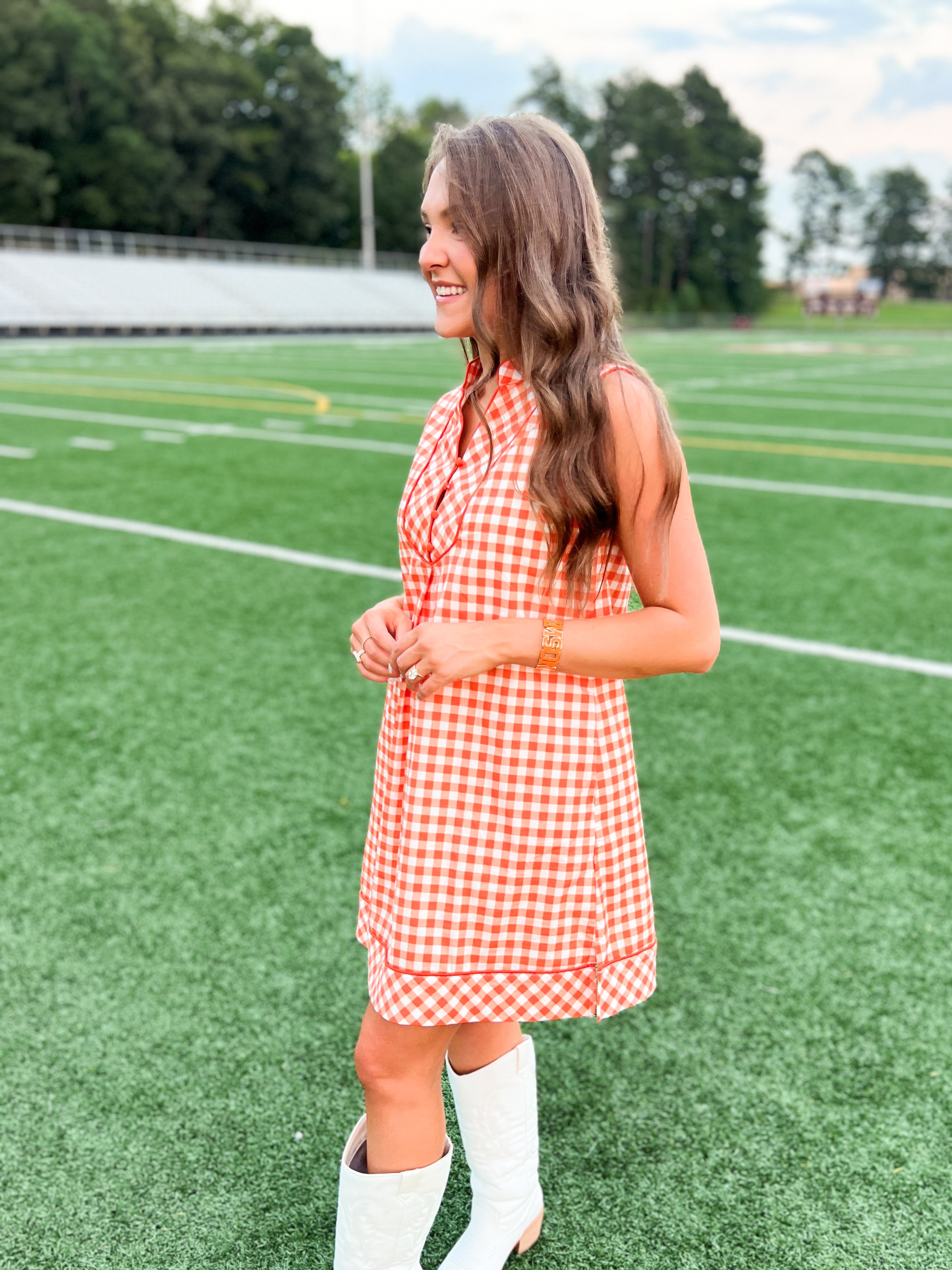 Sweet Clementine Gingham Dress - Orange