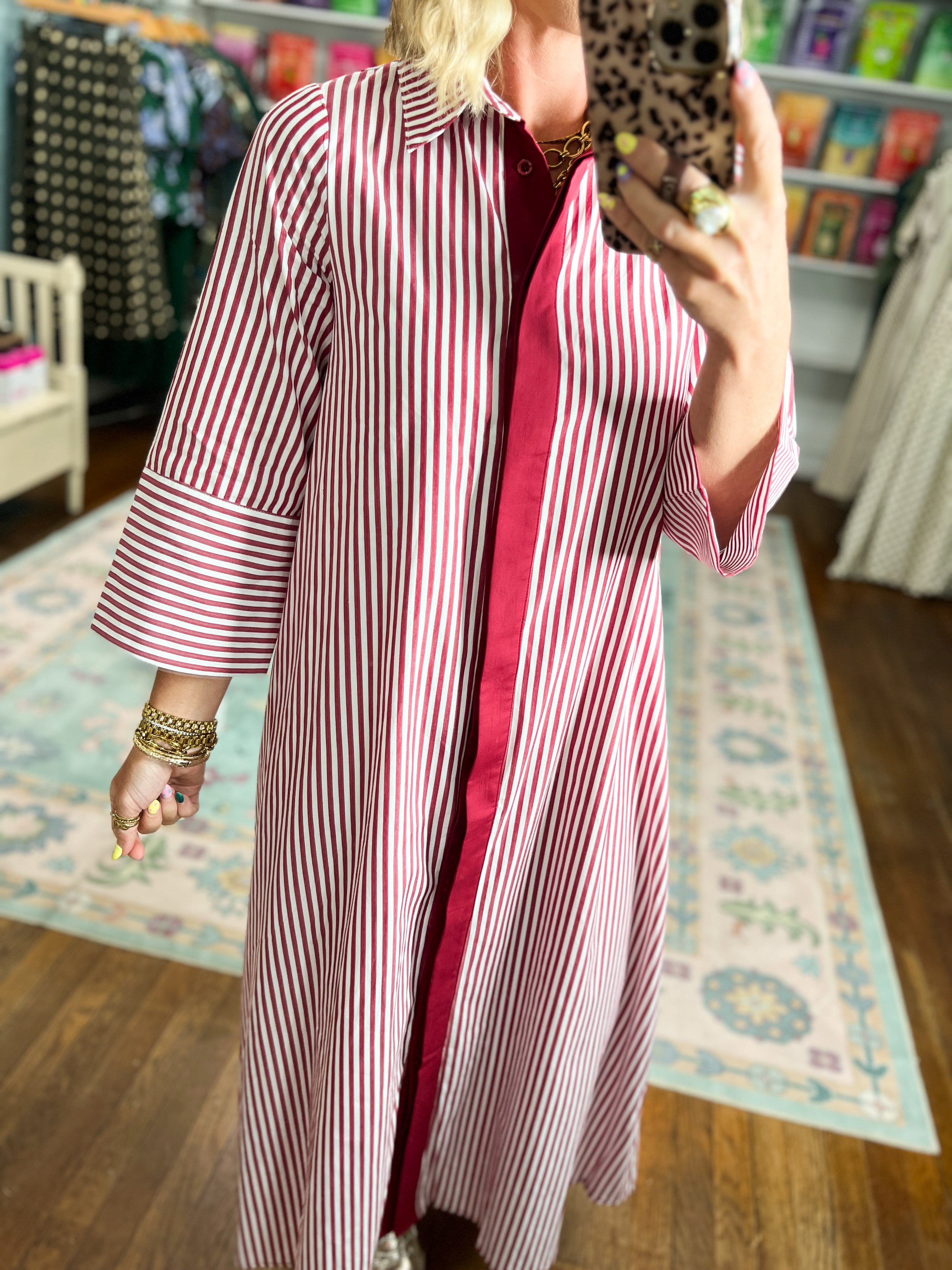 Minimal Muse Striped Midi Dress - Crimson