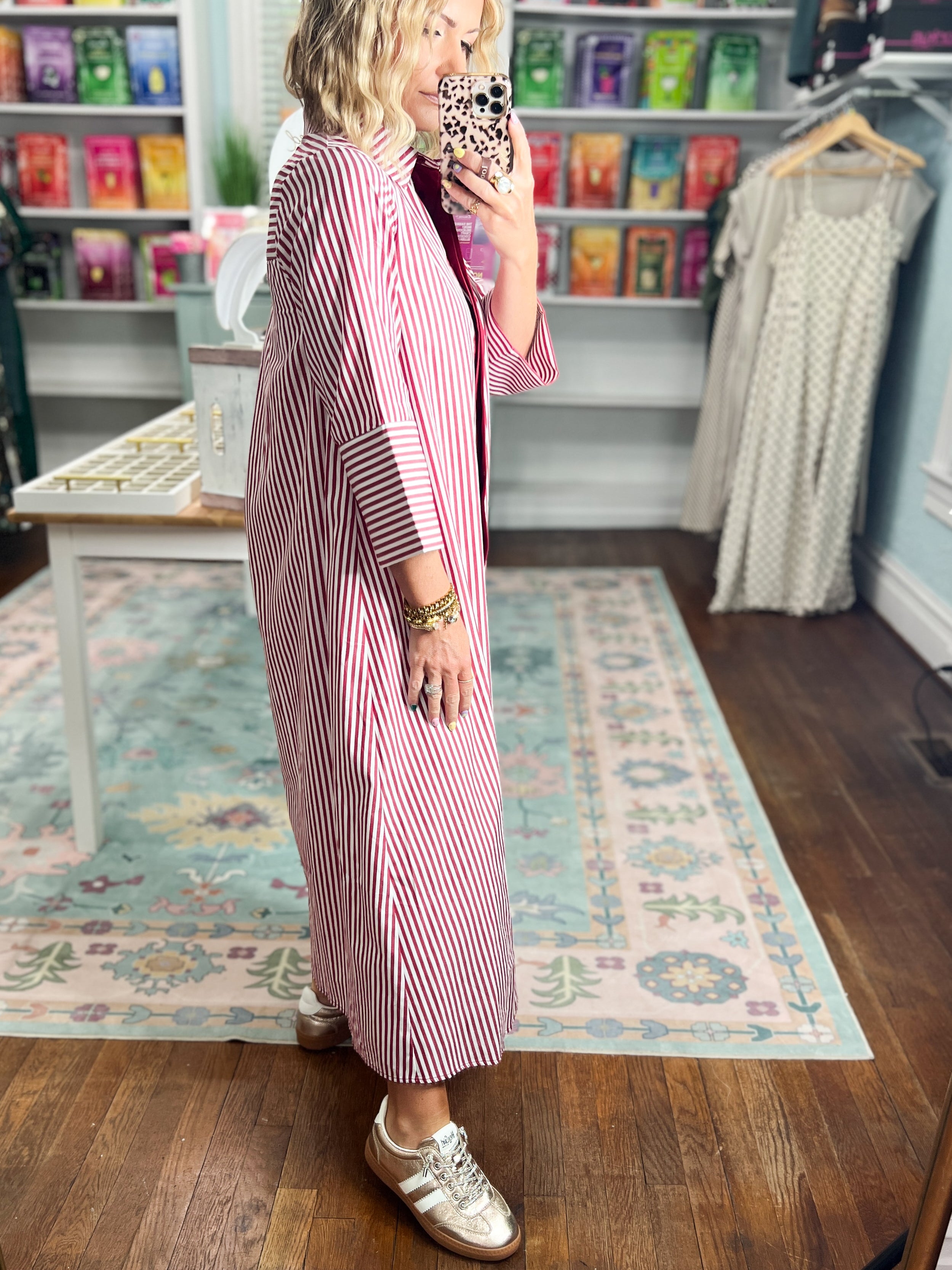 Minimal Muse Striped Midi Dress - Crimson