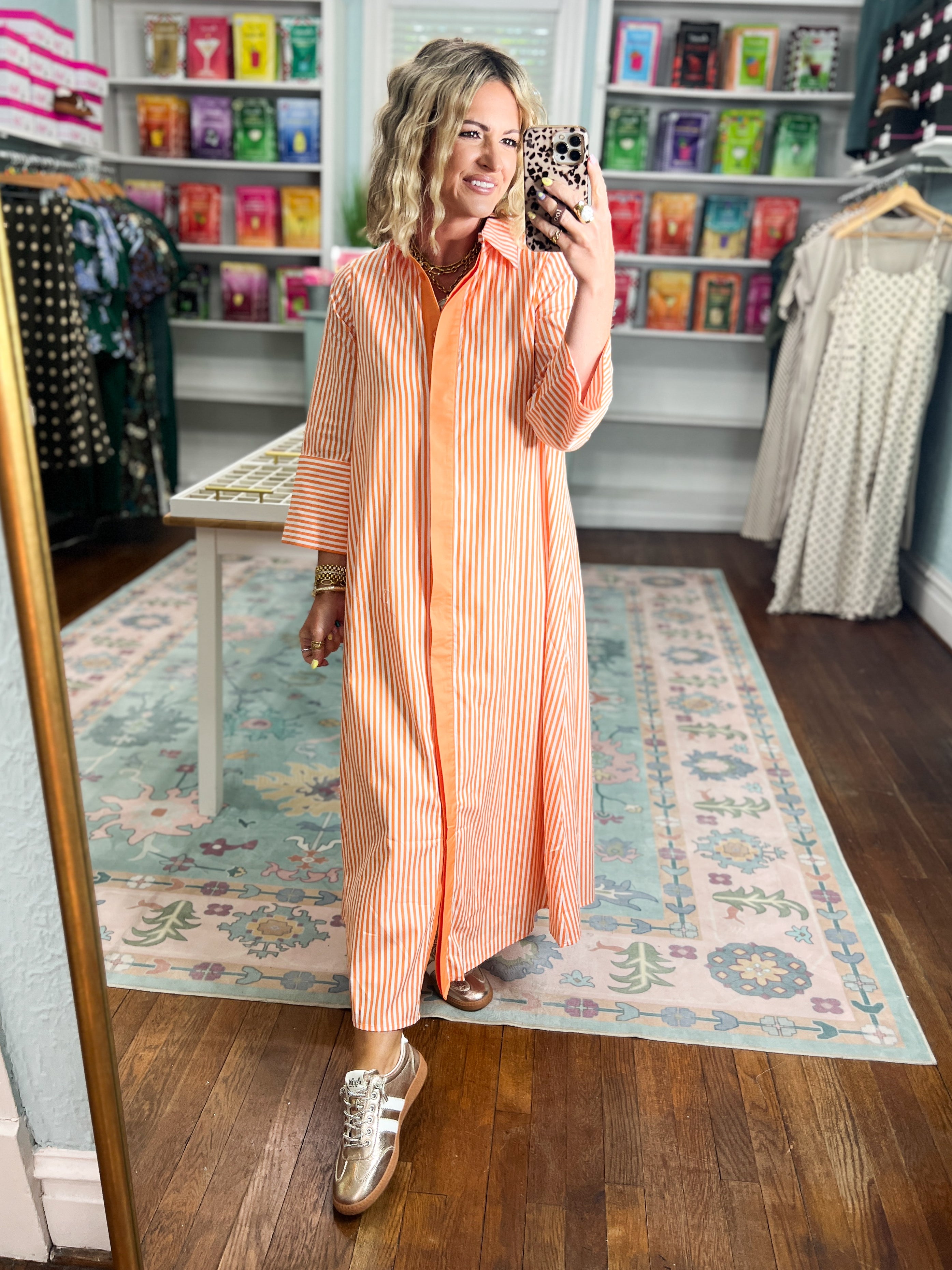 Minimal Muse Striped Midi Dress - Orange