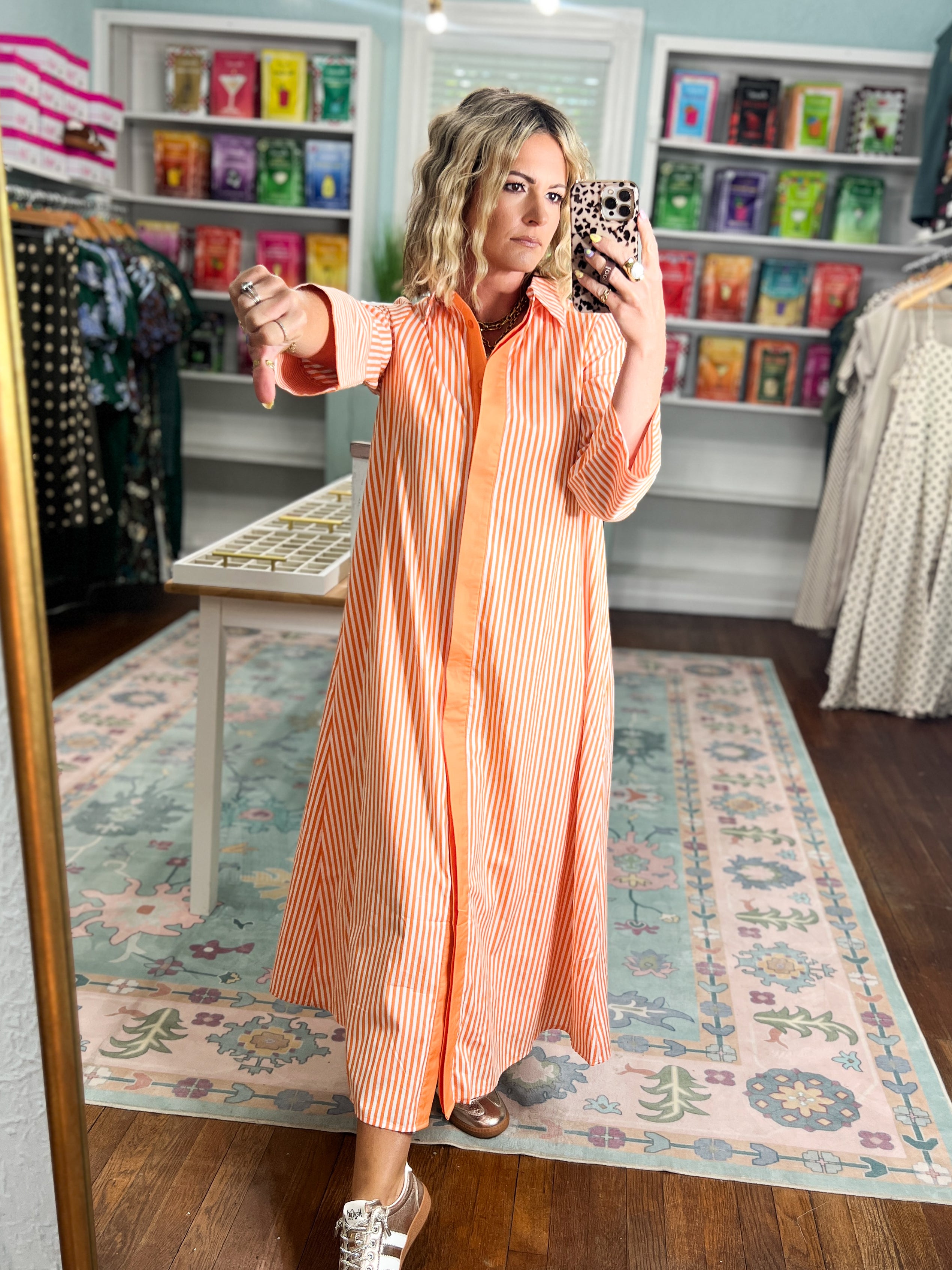 Minimal Muse Striped Midi Dress - Orange