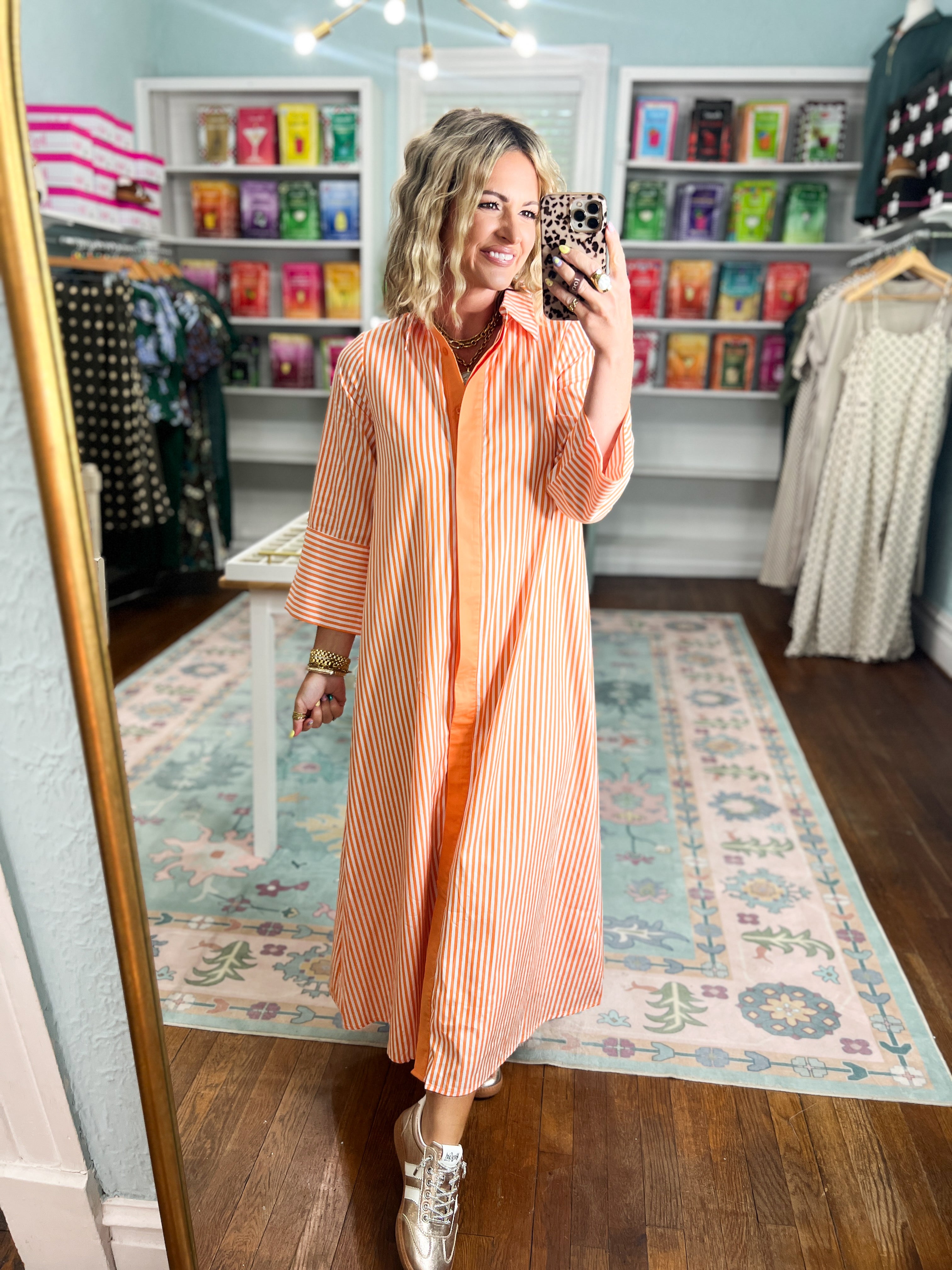 Minimal Muse Striped Midi Dress - Orange