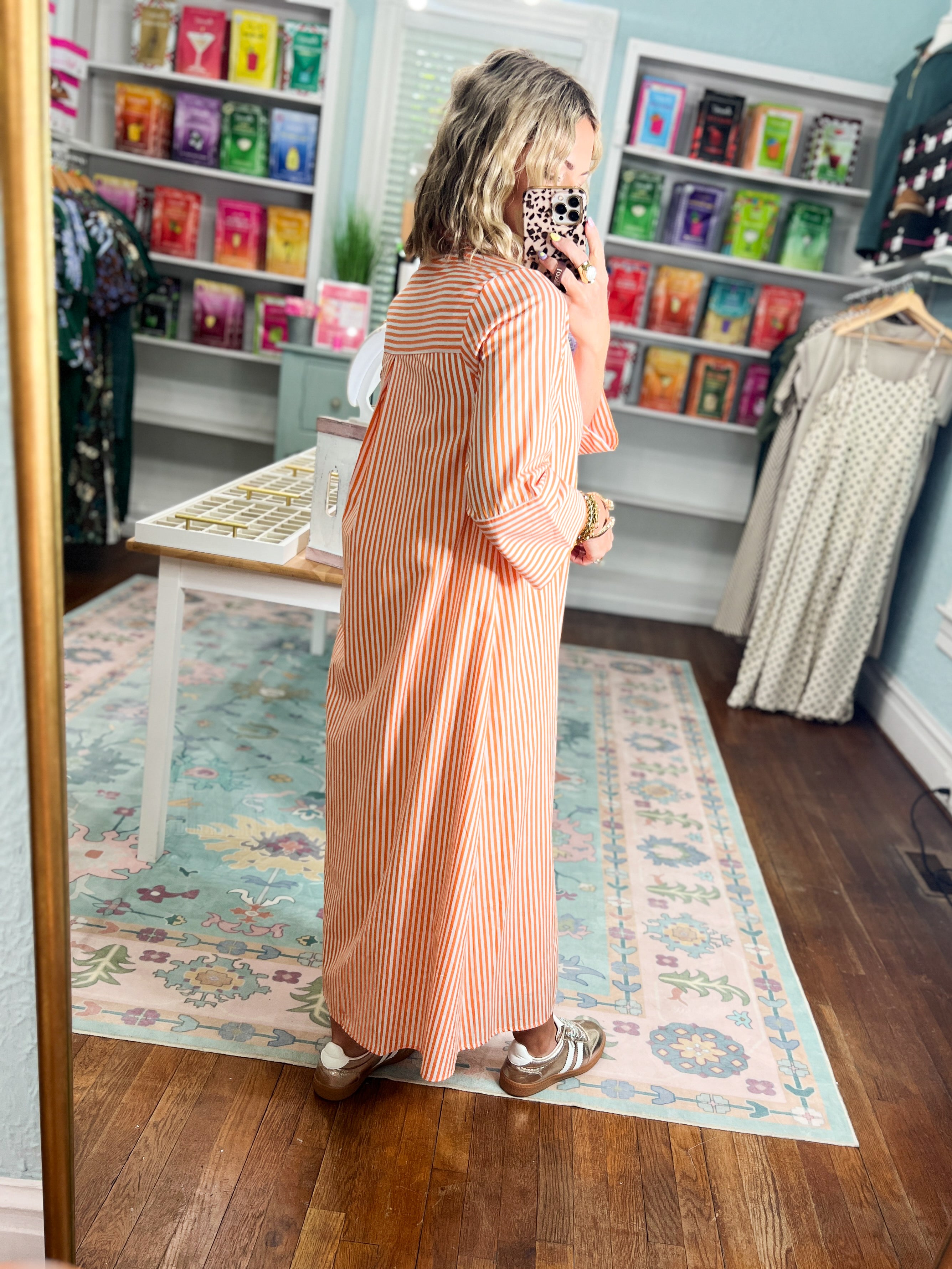 Minimal Muse Striped Midi Dress - Orange